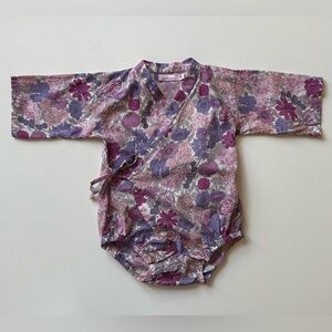 Lucky Wang Baby Girl Floral Kimono One-Piece Romper, Garden Bloom Pink - Size 3M